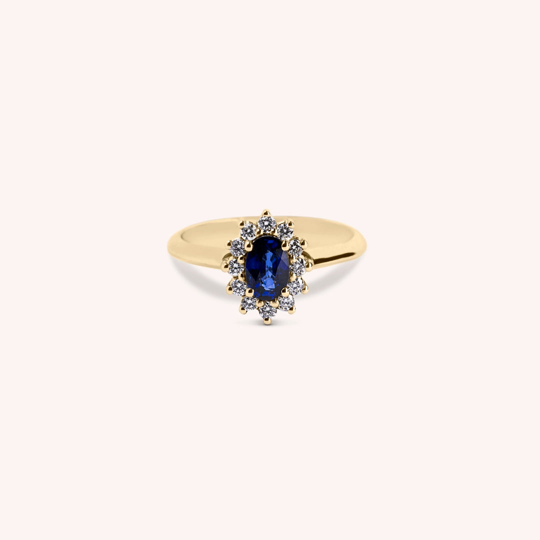 Anello Iris Zaffiro 5x7 Oro giallo - Varengo Gioielli