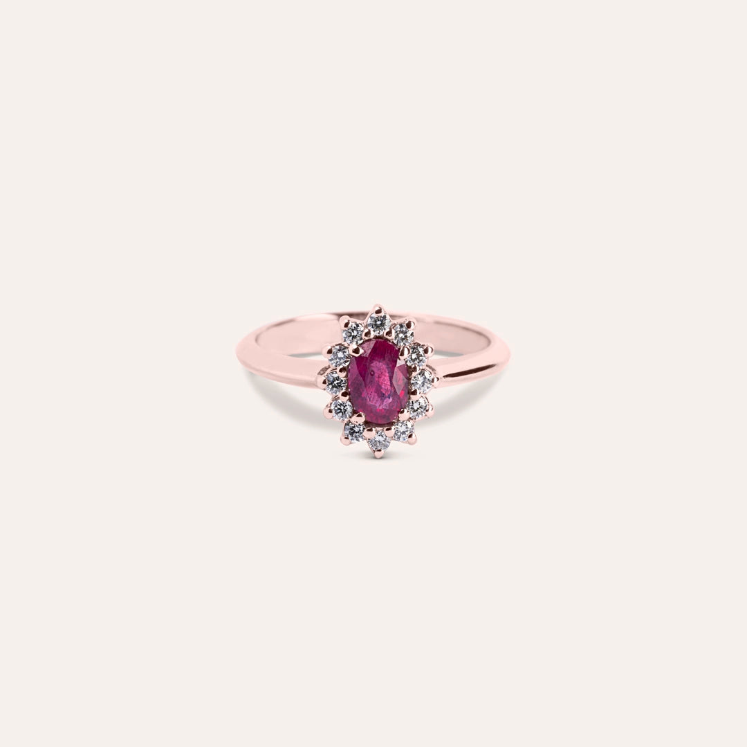 Anello Iris Rubino 5x7 Oro rosa - Varengo Gioielli