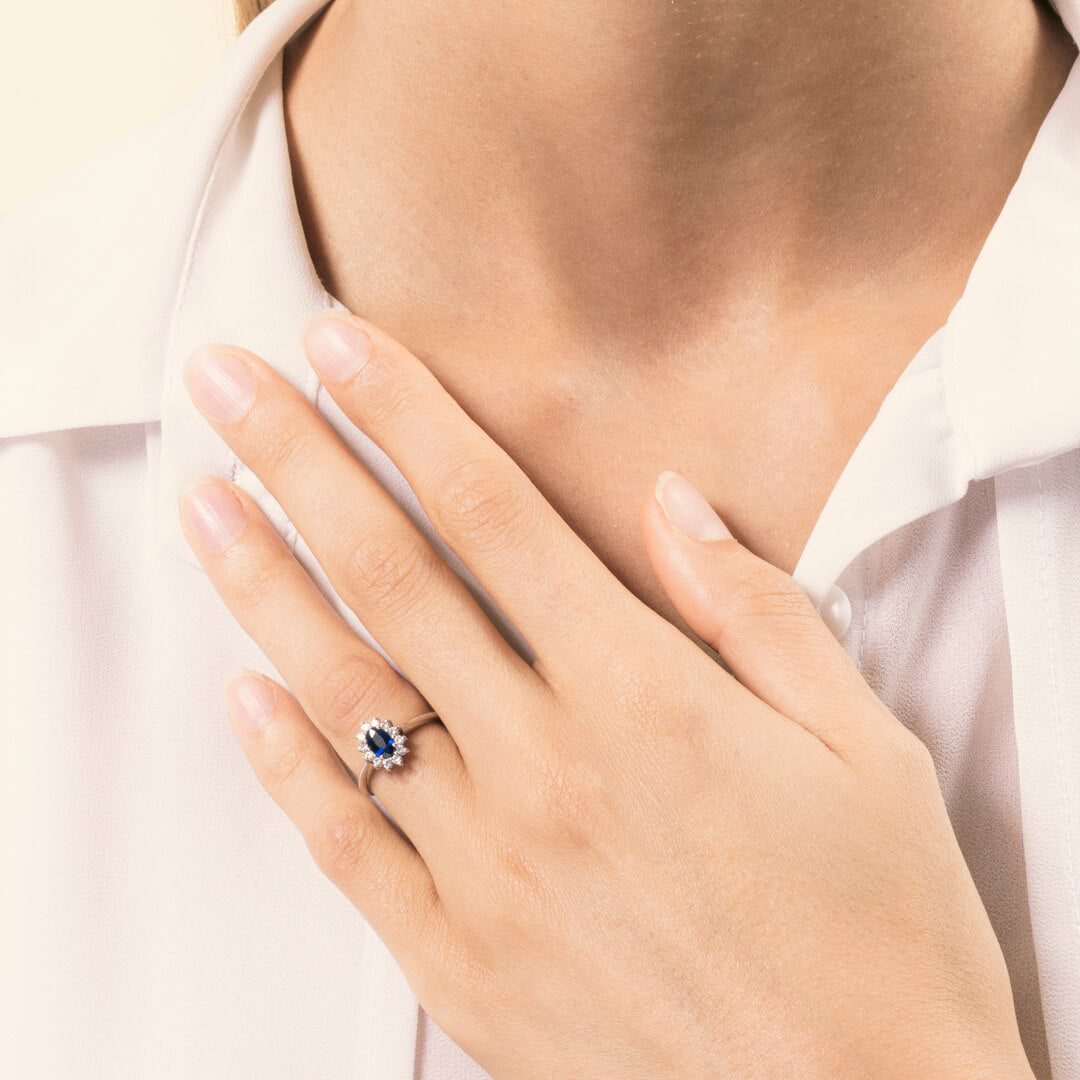 Anello Iris Zaffiro 6x4 - Varengo Gioielli