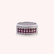 Anello Phoese Rubini Oro bianco - Varengo Gioielli