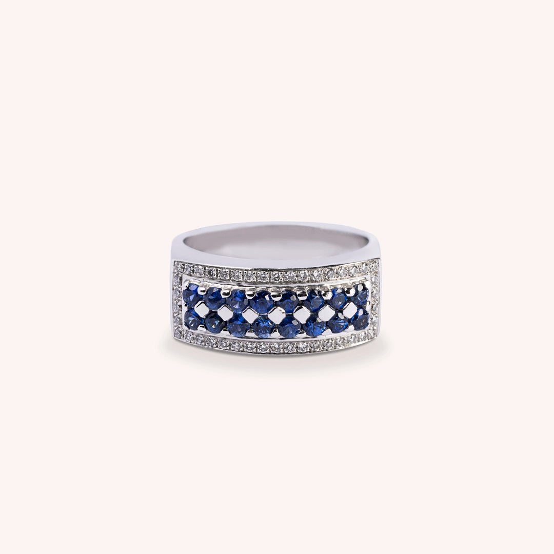 Anello Phoese Zaffiri Oro bianco - Varengo Gioielli