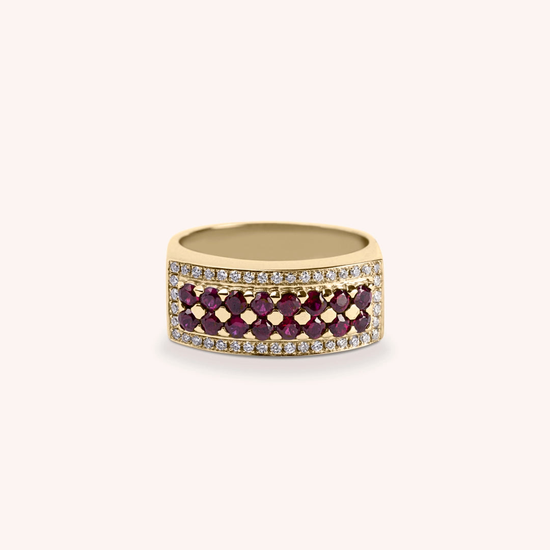 Anello Phoese Rubini Oro giallo - Varengo Gioielli