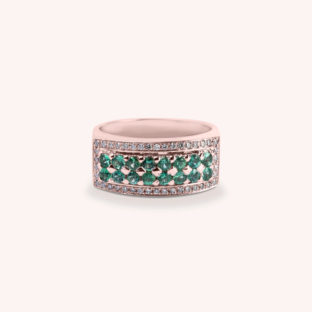 Anello Phoese Smeraldi Oro rosa - Varengo Gioielli