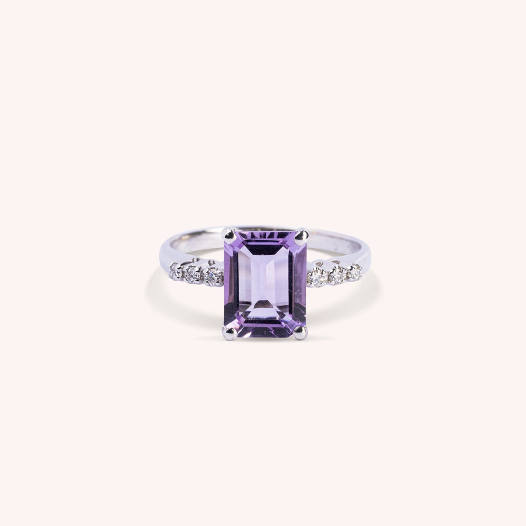 Anello Selene Ametista Oro bianco - Varengo Gioielli