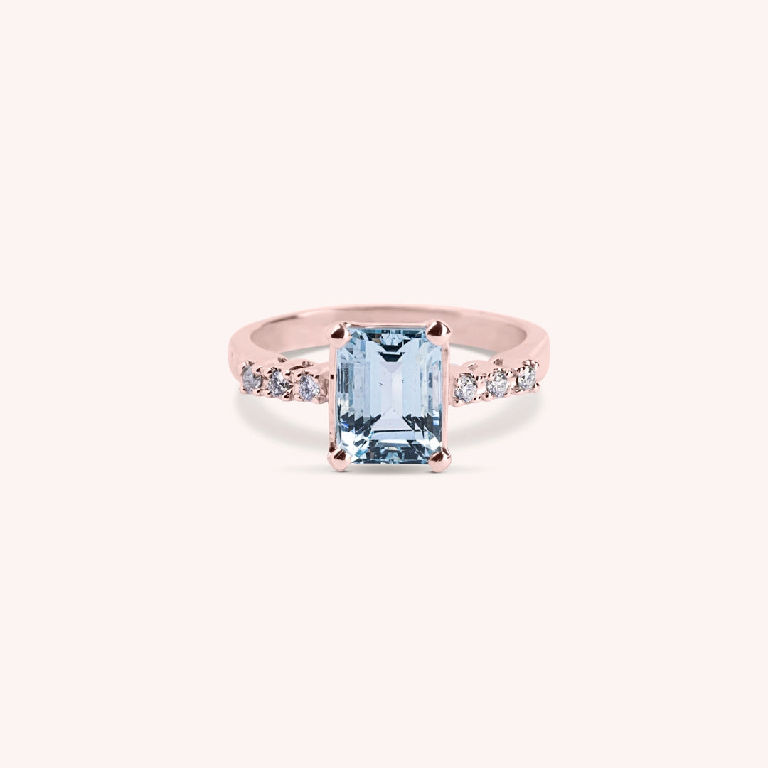 Anello Selene Acquamarina Oro rosa - Varengo Gioielli