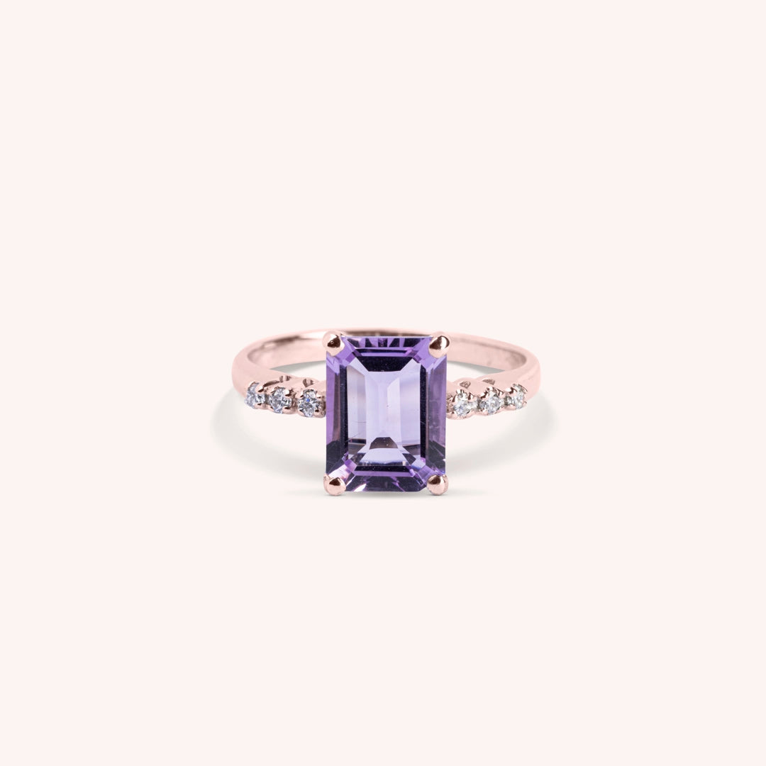 Anello Selene Ametista Oro rosa - Varengo Gioielli