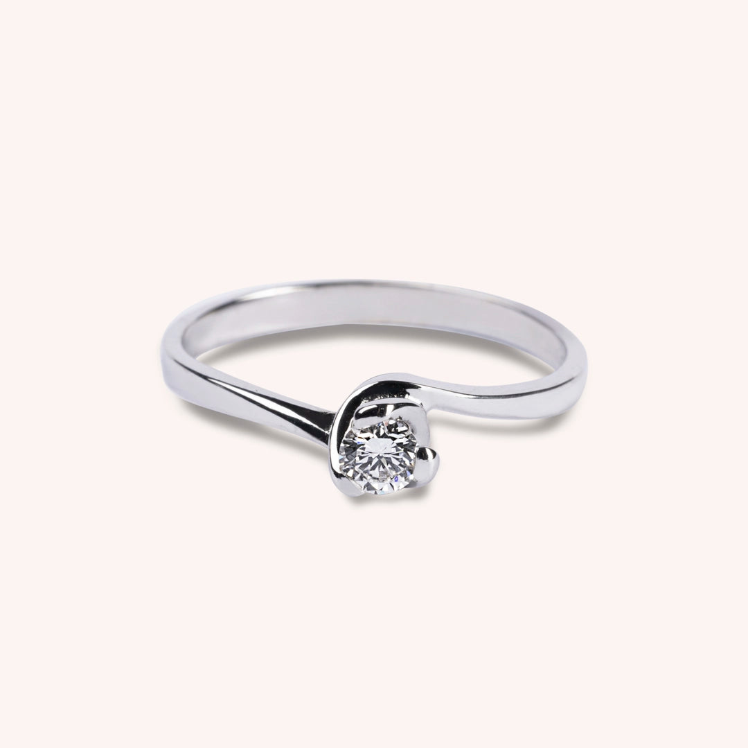 Anello Solitario Apollo Oro bianco - Varengo Gioielli