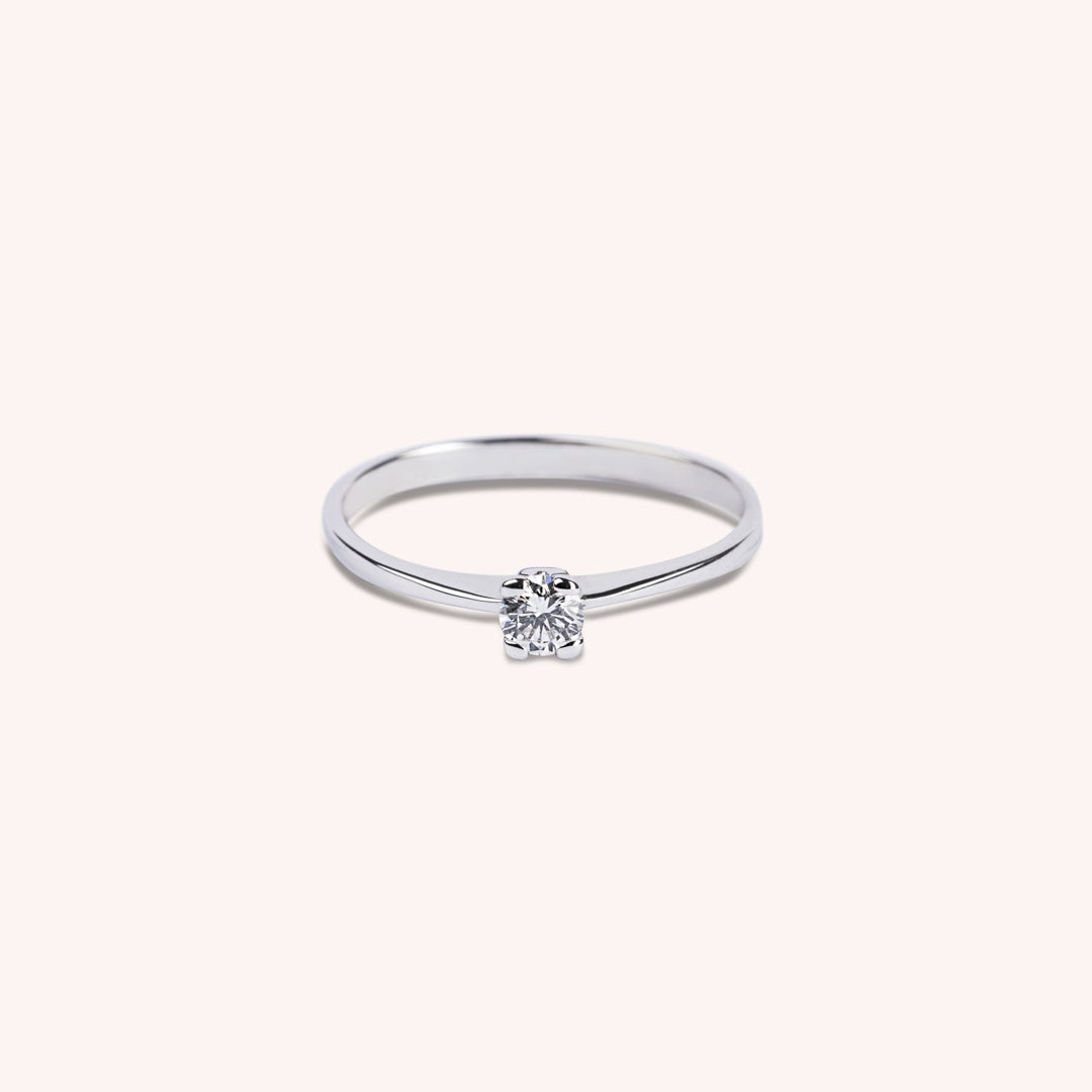 Anello Solitario Asia Oro bianco - Varengo Gioielli