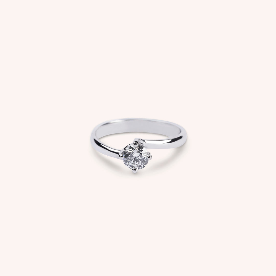Anello Solitario Cloe Oro bianco - Varengo Gioielli