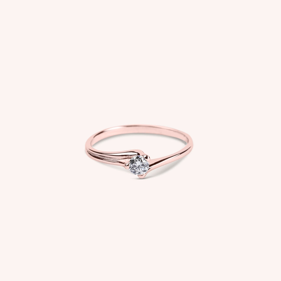 Anello Solitario Dike Oro rosa - Varengo Gioielli
