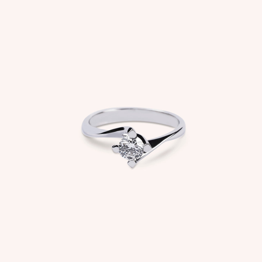 Anello Solitario Euribia Oro bianco - Varengo Gioielli