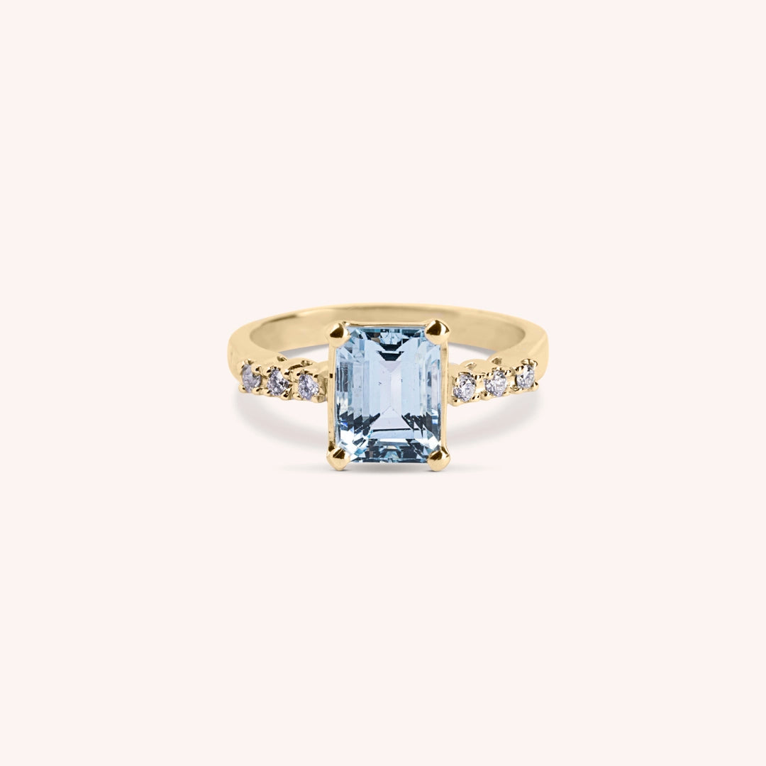 Anello Selene Acquamarina Oro giallo - Varengo Gioielli