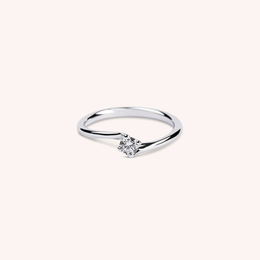 Anello Solitario Iride Oro bianco - Varengo Gioielli