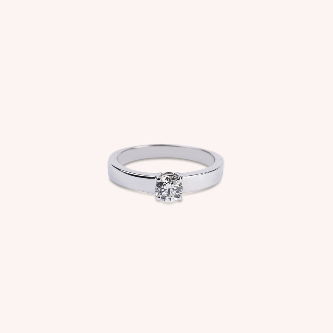 Anello Solitario Teti Oro bianco - Varengo Gioielli