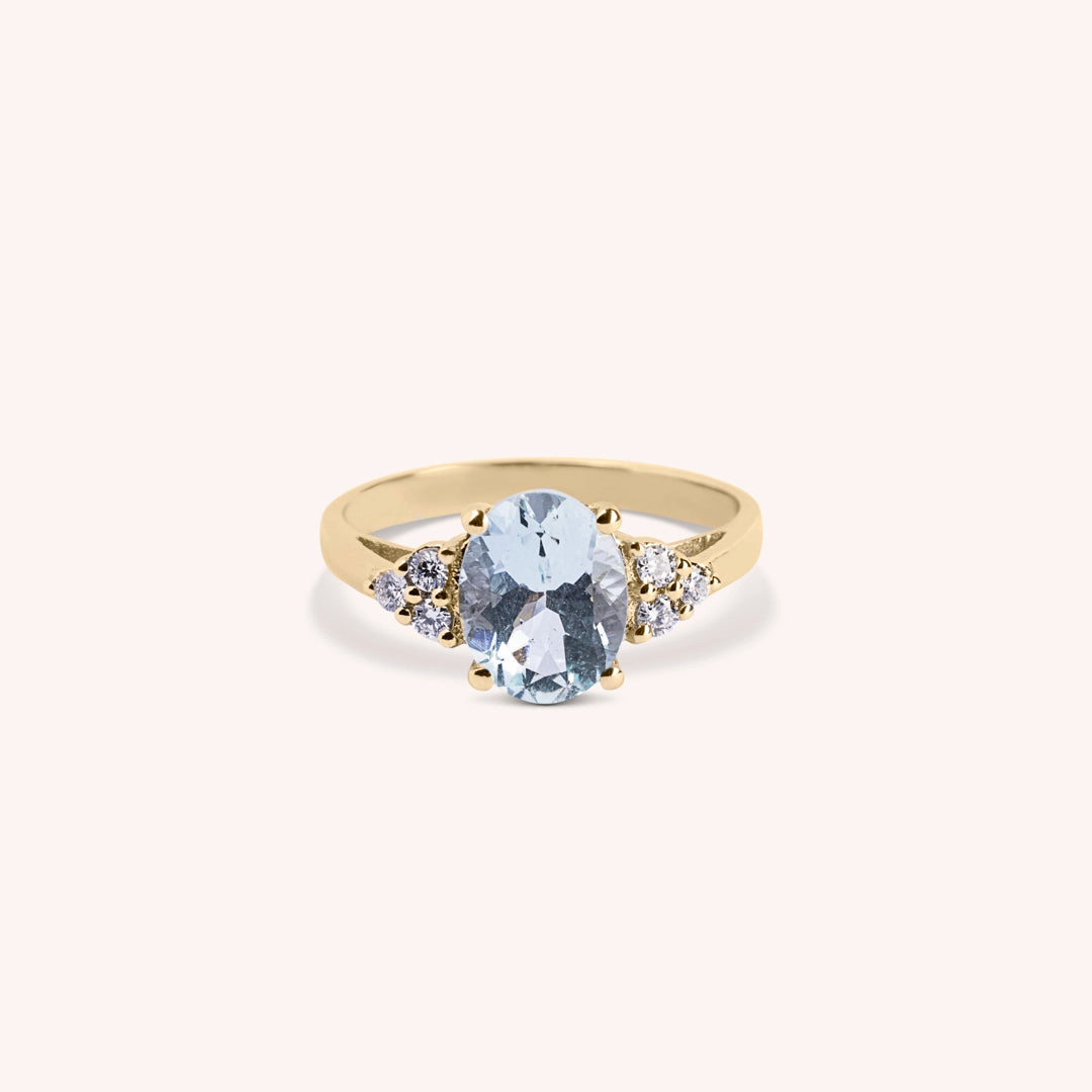 Anello Tiche Acquamarina Oro giallo - Varengo Gioielli