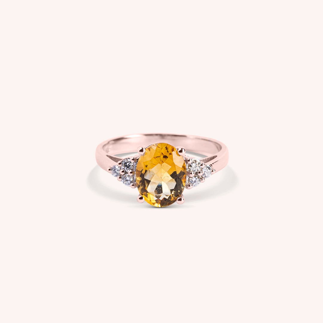 Anello Tiche Citrino Oro rosa - Varengo Gioielli
