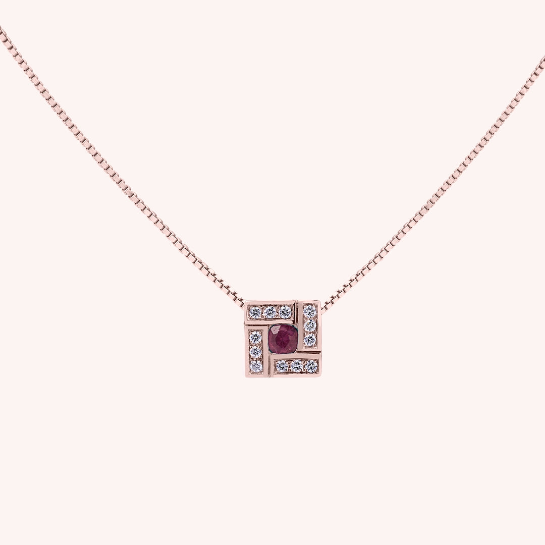 Girocollo Athena Rubino 2 Oro rosa - Varengo Gioielli
