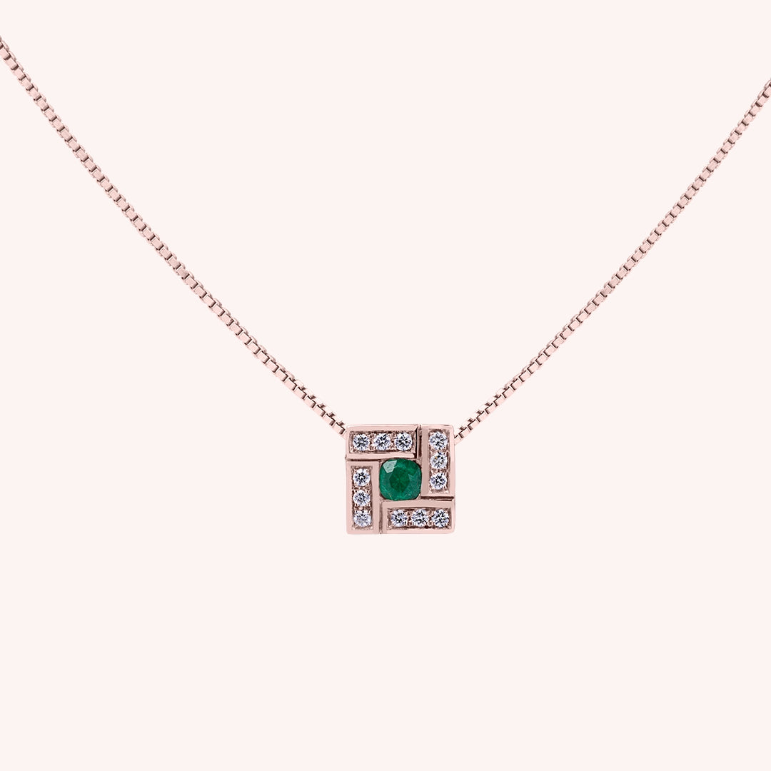 Girocollo Athena Smeraldo 2 Oro rosa - Varengo Gioielli