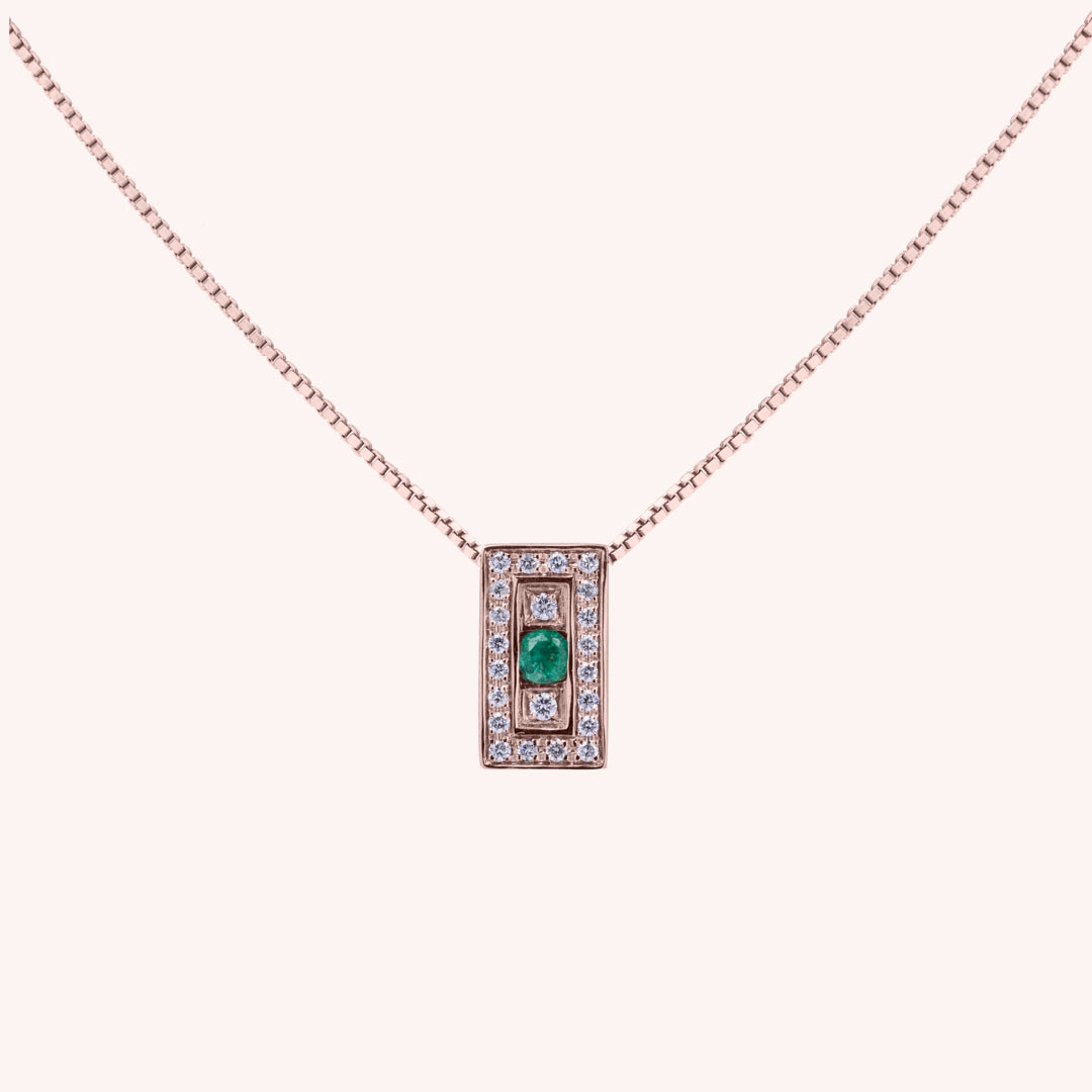 Girocollo Athena Smeraldo Oro rosa - Varengo Gioielli