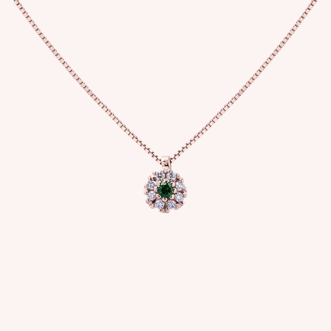 Girocollo Clio Smeraldo Oro rosa - Varengo Gioielli