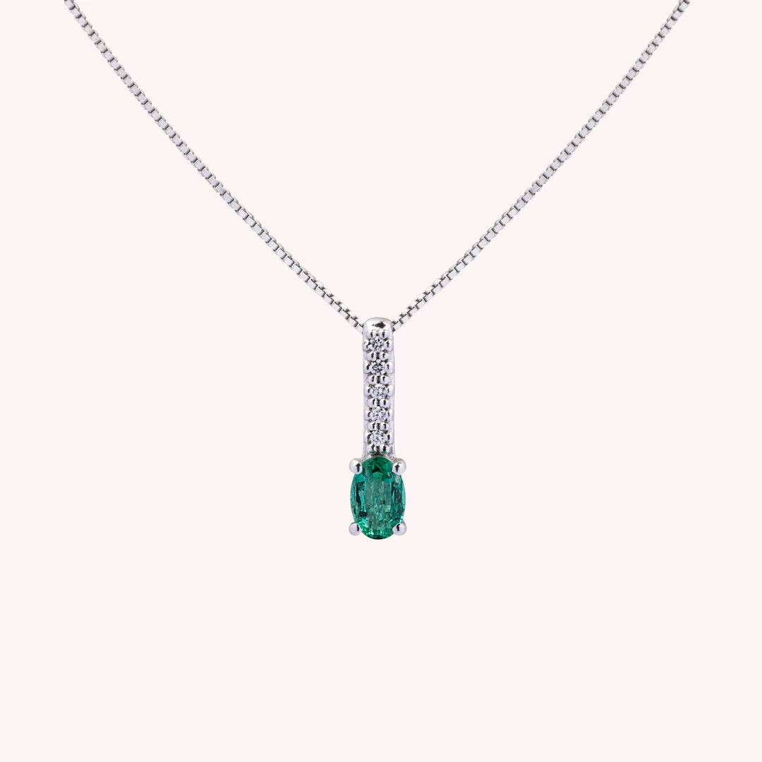 Girocollo Estia Smeraldo Oro bianco - Varengo Gioielli
