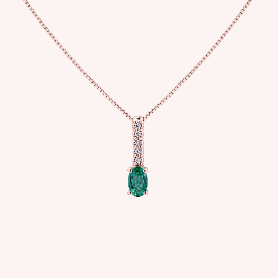 Girocollo Estia Smeraldo Oro rosa - Varengo Gioielli