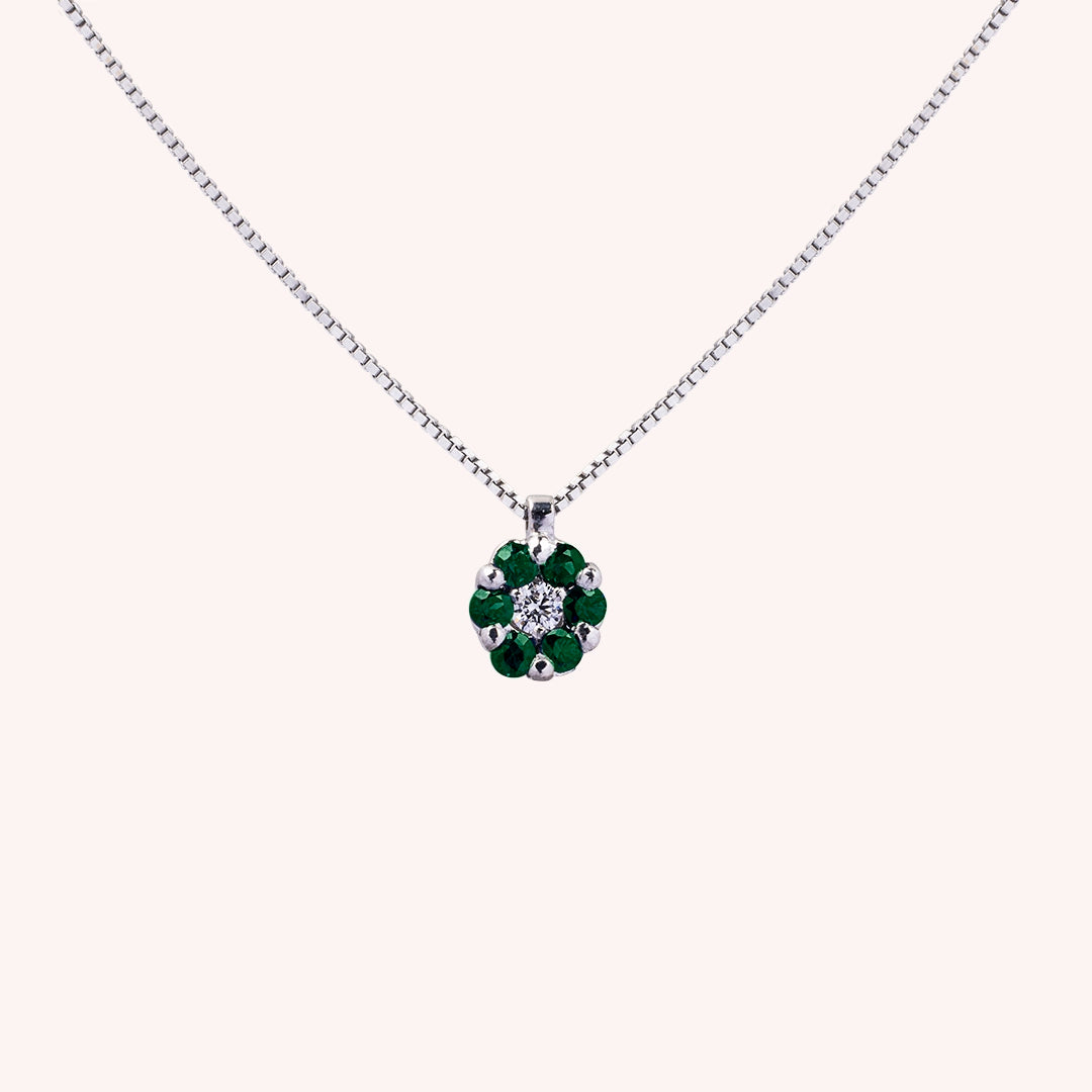 Girocollo Flora Smeraldi Oro bianco - Varengo Gioielli
