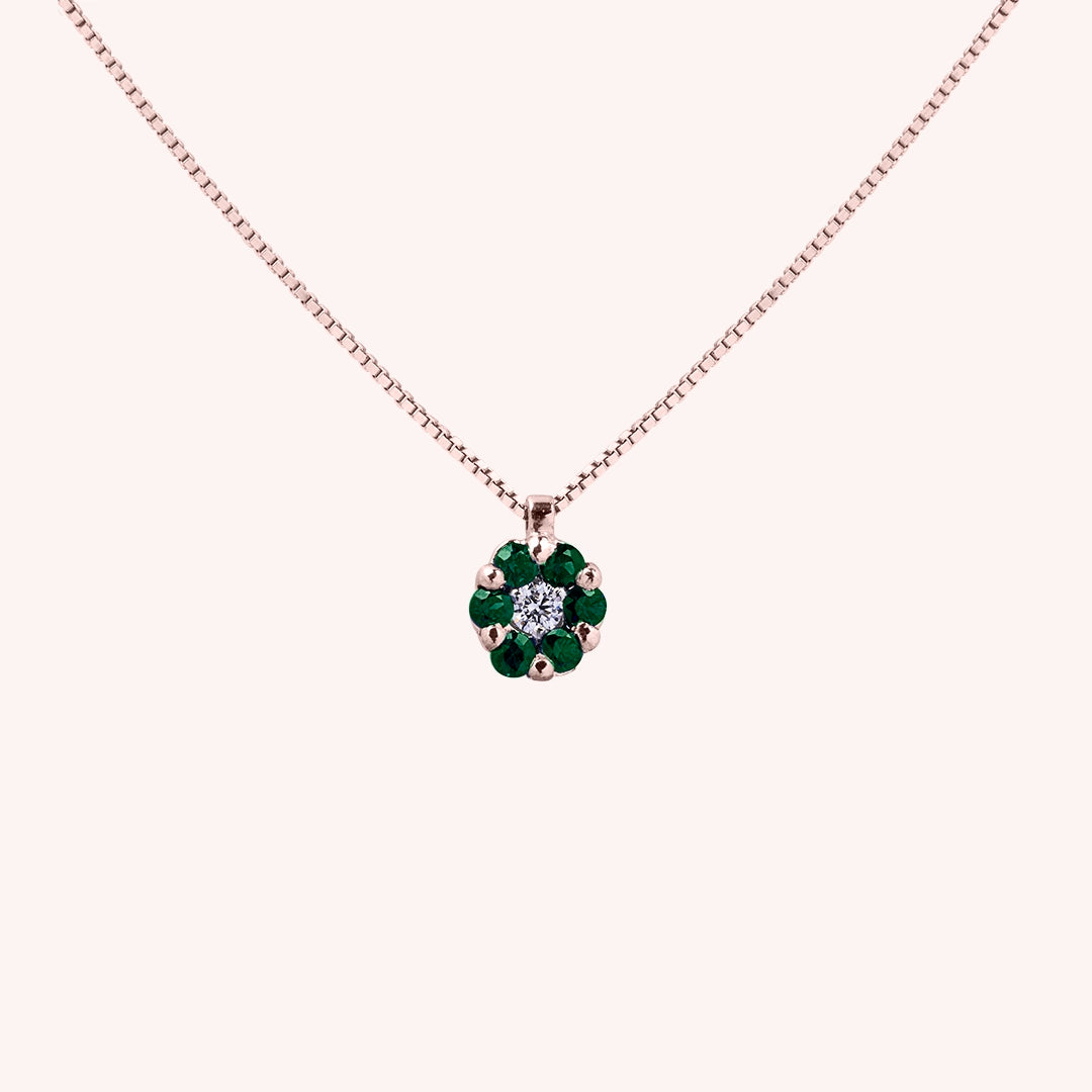 Girocollo Flora Smeraldi Oro rosa - Varengo Gioielli