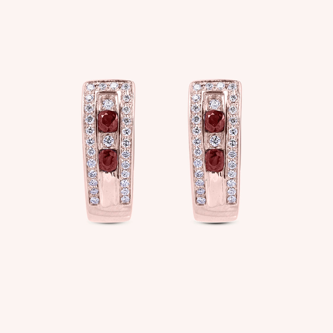 Orecchini Athena Rubini Oro rosa - Varengo Gioielli