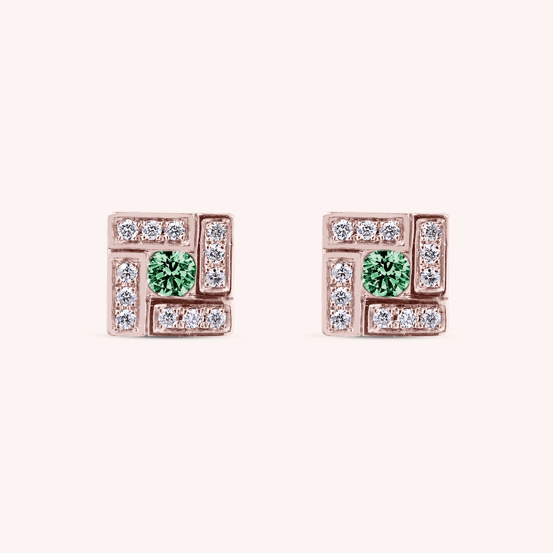 Orecchini Athena Smeraldi 2 Oro rosa - Varengo Gioielli