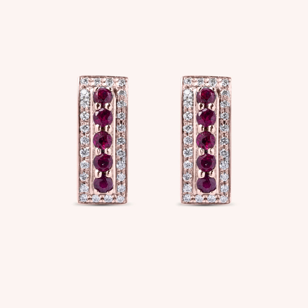 Orecchini Phoese Rubini Oro rosa - Varengo Gioielli