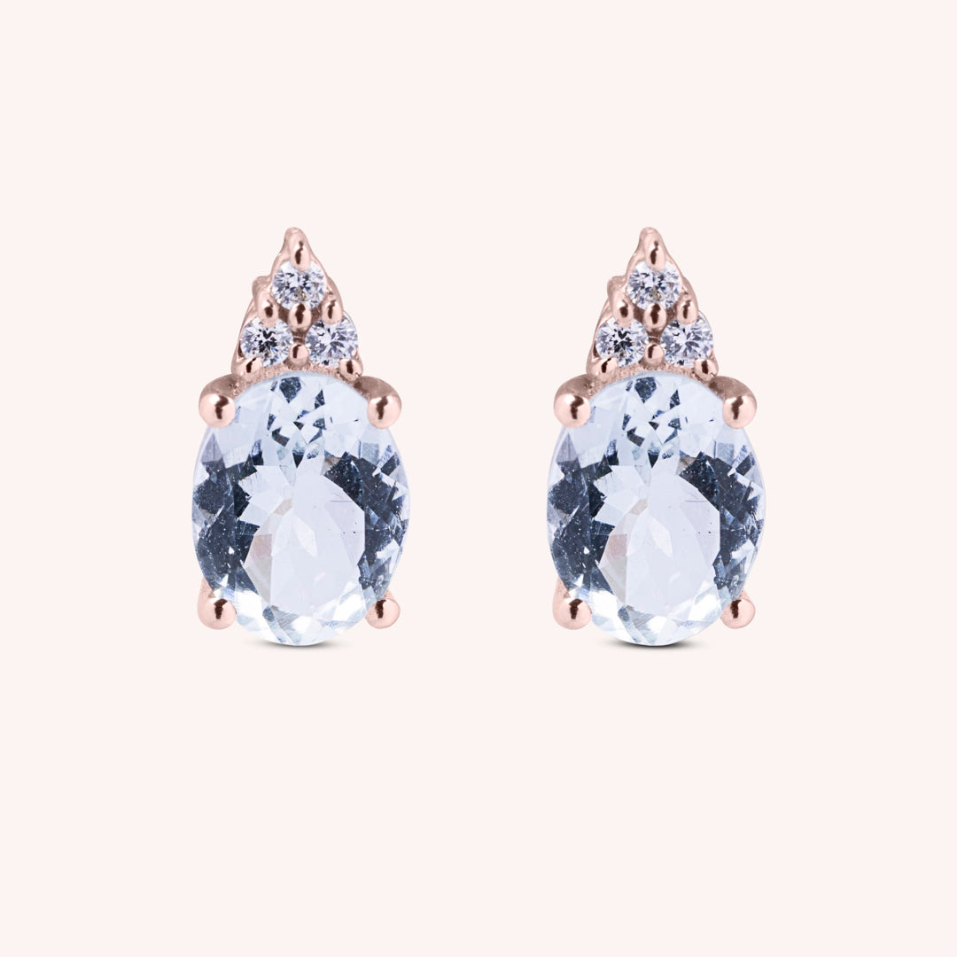 Orecchini Tiche Acquamarine Oro rosa - Varengo Gioielli